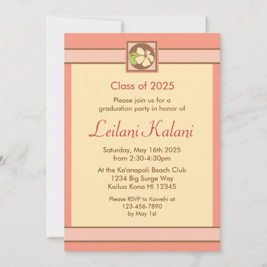 Aangepaste Hawaii roze hibiscus afstuderen uitnodi Kaart (Voorkant)