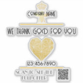 Aangepaste HEART Dank GOD Voor Zakelijk Logo DANK Sticker (Voorkant)