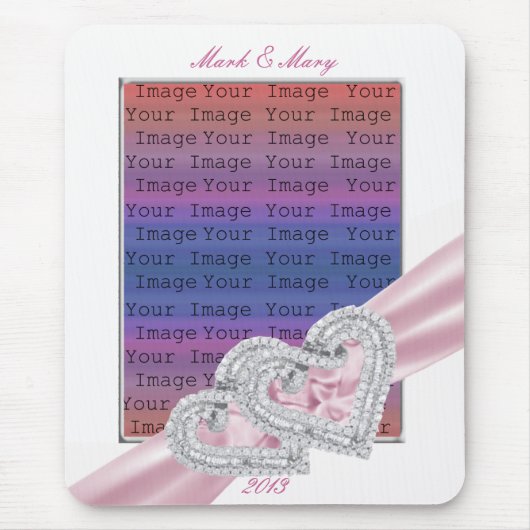 Aangepaste Hearts Patel Roze Lint Muismat (Voorkant)