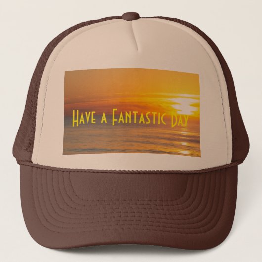Aangepaste Heb een Fantastische Dag Tekst Zonsopga Trucker Pet (Voorkant)