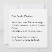 Aangepaste Hebreeuwse Chag Purim Sameach (Achterkant)