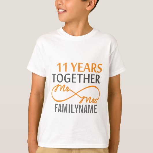 Aangepaste heer en mevrouw 11e Jubileum T-shirt (Voorkant)