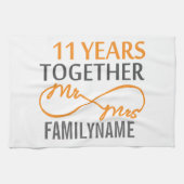 Aangepaste heer en mevrouw 11e Jubileum Theedoek (Horizontaal)