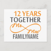 Aangepaste heer en mevrouw 12de Jubileum Briefkaart (Voorkant)