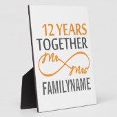 Aangepaste heer en mevrouw 12de Jubileum Fotoplaat (Zijkant)