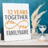 Aangepaste heer en mevrouw 12de Jubileum Fotoplaat (Zijkant)