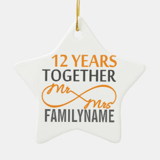 Aangepaste heer en mevrouw 12de Jubileum Keramisch Ornament