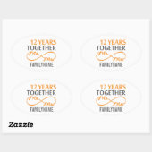Aangepaste heer en mevrouw 12de Jubileum Ovale Sticker (Vel)