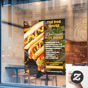 Aangepaste heerlijke hotdogs restaurant voorzijde raamsticker