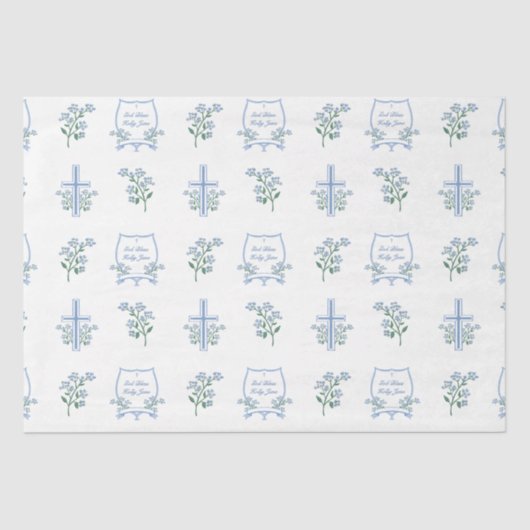 Aangepaste Heilige Doop Eerste Communie Bloemen Ba Tissuepapier (Voorkant)