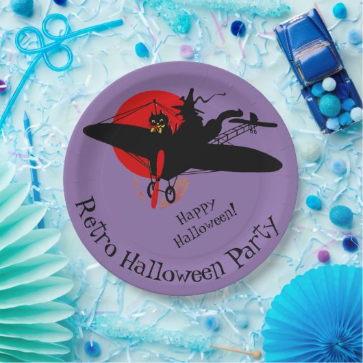 Aangepaste heks in vliegtuig Paarse papieren Borde Papieren Bordje (Feest)