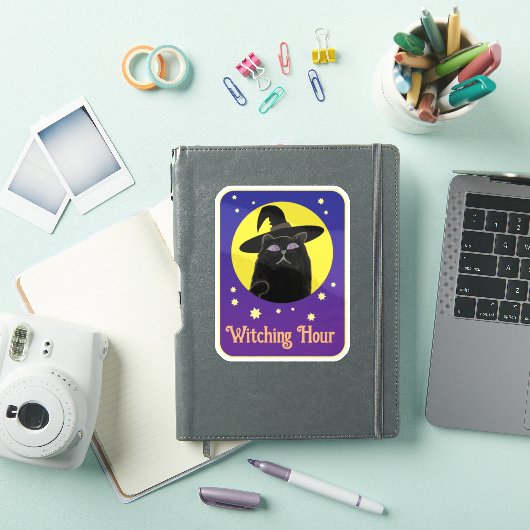 Aangepaste heksachtige zwarte kat Halloween kunsts Sticker (iPad Cover)