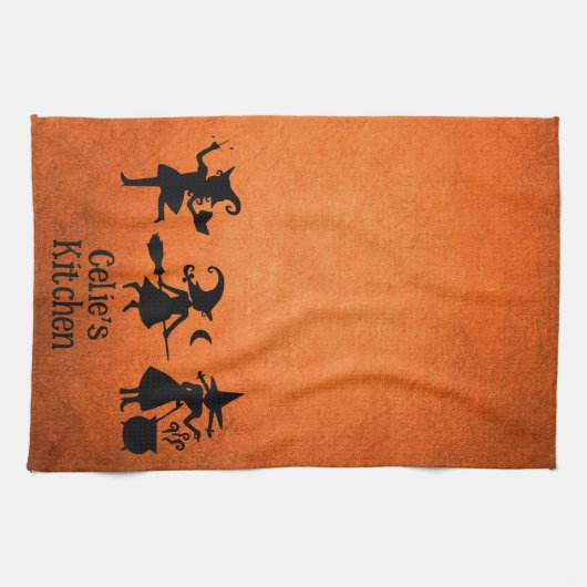 Aangepaste Heksen Halloween Herfst Grunge Keuken H Theedoek (Horizontaal)