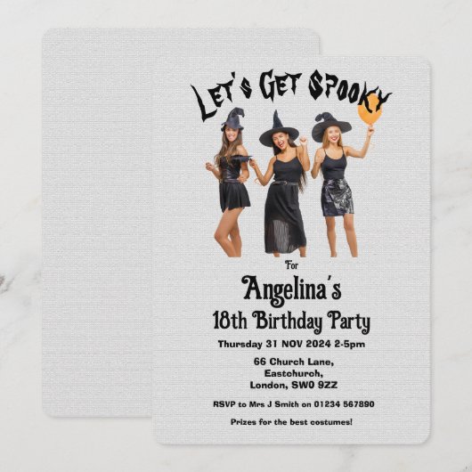 Aangepaste Heksen Halloween Verjaardag Kostuumfees Kaart (Voorkant / Achterkant)