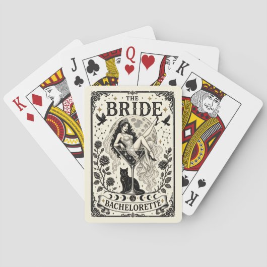 Aangepaste Hekserige Bruids Coven Bachelorette Fav Pokerkaarten (Achterkant)