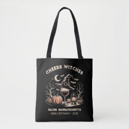 Aangepaste heksige wijn – Salem Halloween Trip Tote Bag