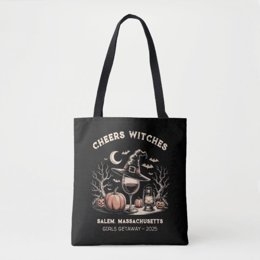 Aangepaste heksige wijn – Salem Halloween Trip Tote Bag (Voorkant)