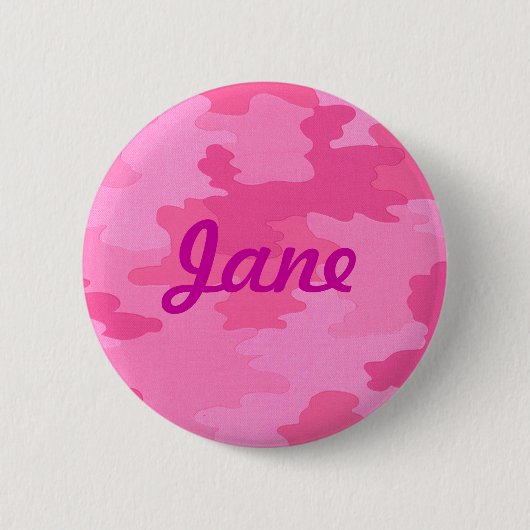 Aangepaste Helder Roze Camouflage Button (Voorkant)