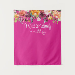 Aangepaste Helder Roze Wedding Receptie Photo Boot Wandkleed