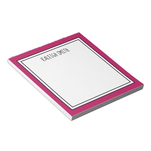 Aangepaste helder roze witte bewerkbare kleur notitieblok (Schuin)