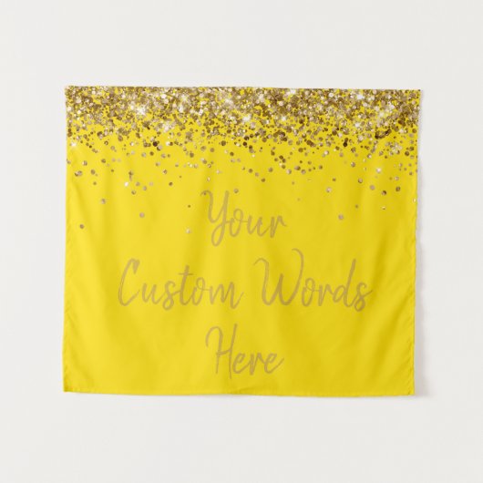 Aangepaste heldere gouden verjaardagsfeest fotohok wandkleed (Voorkant (horizontaal))