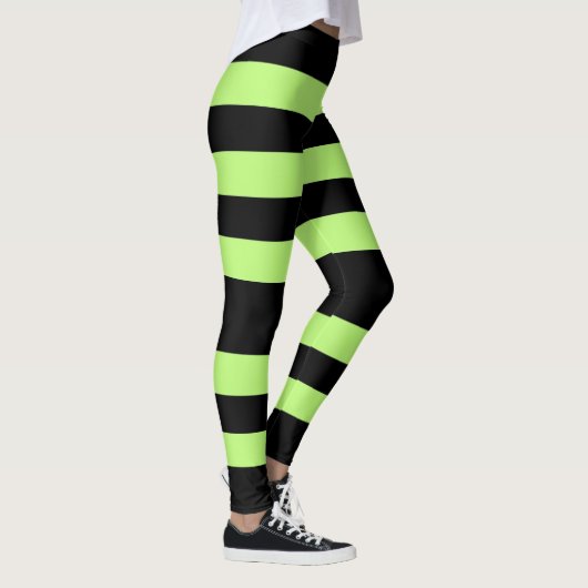 Aangepaste, heldere, groene en zwarte streep leggings (Rechts)