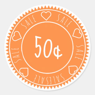 Aangepaste heldere oranje aanbiedingsprijs ronde sticker