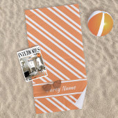 Aangepaste, heldere Oranje en witte strepen Strandlaken
