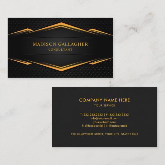 Aangepaste Heldergeel Zwart en Goud Professional Visitekaartje (Voorkant / Achterkant)