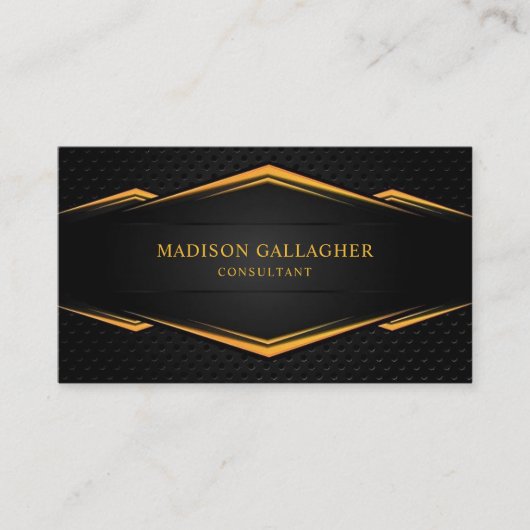 Aangepaste Heldergeel Zwart en Goud Professional Visitekaartje (Voorkant)