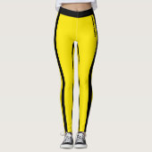 Aangepaste heldergele en zwarte strepen Leggings (Voorkant)