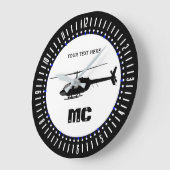 Aangepaste helikopter Chopper Silhouette op een Grote Klok (Hoek)