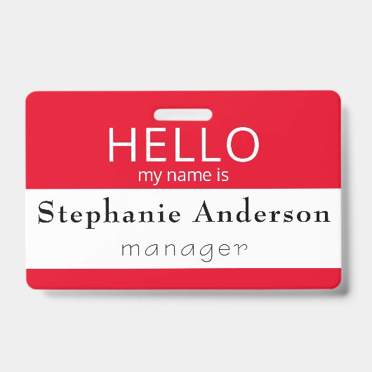 Aangepaste HELLO Mijn Naam Is Titel Badge (Voorzijde)