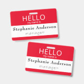 Aangepaste HELLO Mijn Naam Is Titel Badge (Voor- en achterkant)