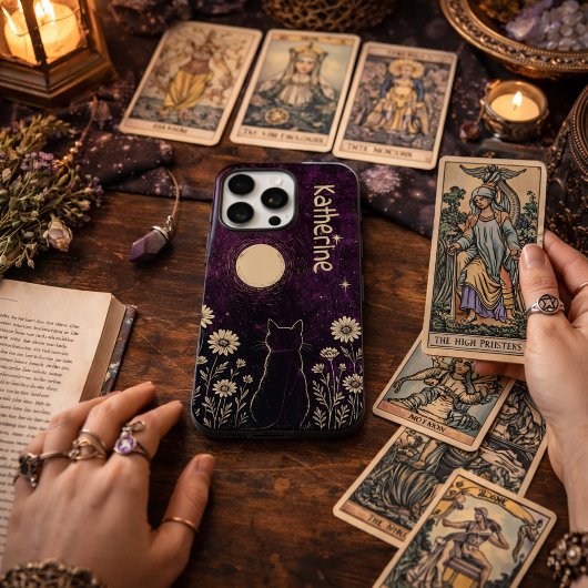 Aangepaste Hemelkat Bloemig Paars Case-Mate iPhone Case