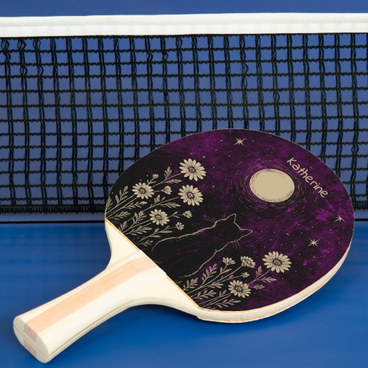 Aangepaste Hemelkat Bloemig Paars Tafeltennisbatje (Insitu)