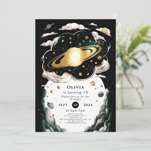 Aangepaste Hemelruimte Verjaardag Kaart (Staand voorkant)