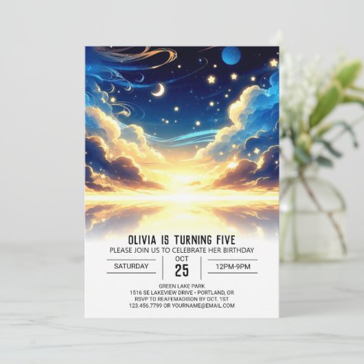 Aangepaste Hemelse Digitale Verjaardag Kaart (Staand voorkant)