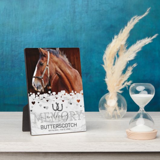 Aangepaste herdenking huisdier paard foto fotoplaat (Zijkant)