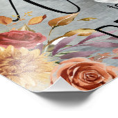 Aangepaste Herfst Bloemen Foto Modern Trouwbord Afdruk (Hoek)