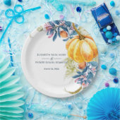 Aangepaste Herfst Bloemen Pompoen Bruiloft Papieren Bordje (Feest)