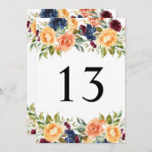 Aangepaste Herfst Bloemen Trouwtafel Nummer Kaarte Bedankkaart (Voorkant / Achterkant)