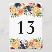 Aangepaste Herfst Bloemen Trouwtafel Nummer Kaarte Bedankkaart (Voorkant)