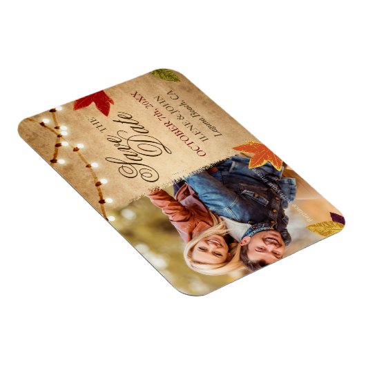 Aangepaste herfst bruiloft Bewaar de datum Foto Ma Magneet (Rechterzijde)