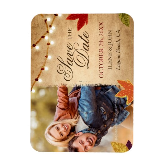 Aangepaste herfst bruiloft Bewaar de datum Foto Ma Magneet (Verticaal)