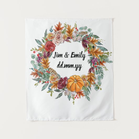 Aangepaste herfst bruiloft receptie vakantie fotoc wandkleed (Voorkant)