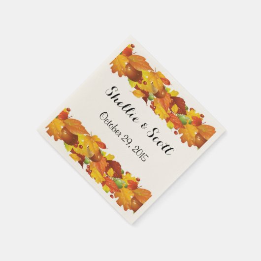 Aangepaste herfst bruiloft servetten Sjabloon (Hoek)