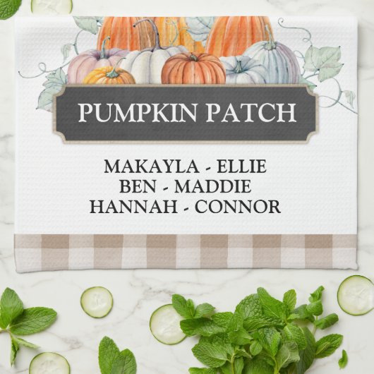 Aangepaste Herfst Decor Oma's pompoen Patch Theedoek (Gevouwen)