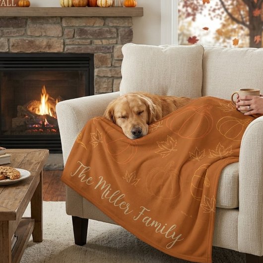 Aangepaste herfst familienaam fleece | Gepersonali Deken