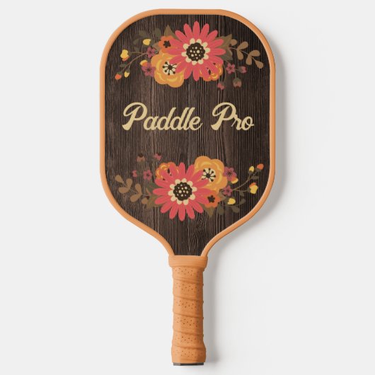 Aangepaste Herfst Floral op houten peddel Pro Pickleball Paddle (Voorkant)